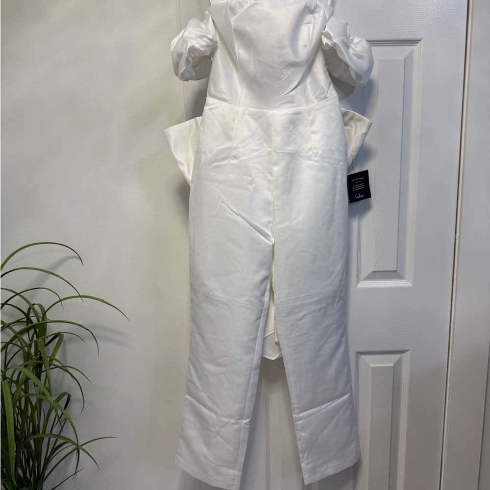 Lulu's Ivory Satin Jumpsuit - Picture 5 of 7